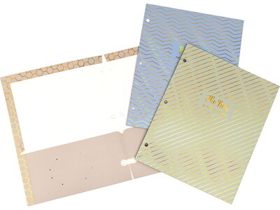 Pukka Pad Haze 3-Hole Punched 2-Pocket Cardstock Portfolio Folders, Assorted Colors, 6/Pack (9980(AST)-HZE)