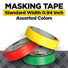 Scotch Expressions Light Masking Tape, 0.94 x 20 yds., Yellow/Green/Red, 3/Pack (3437-3PRM)