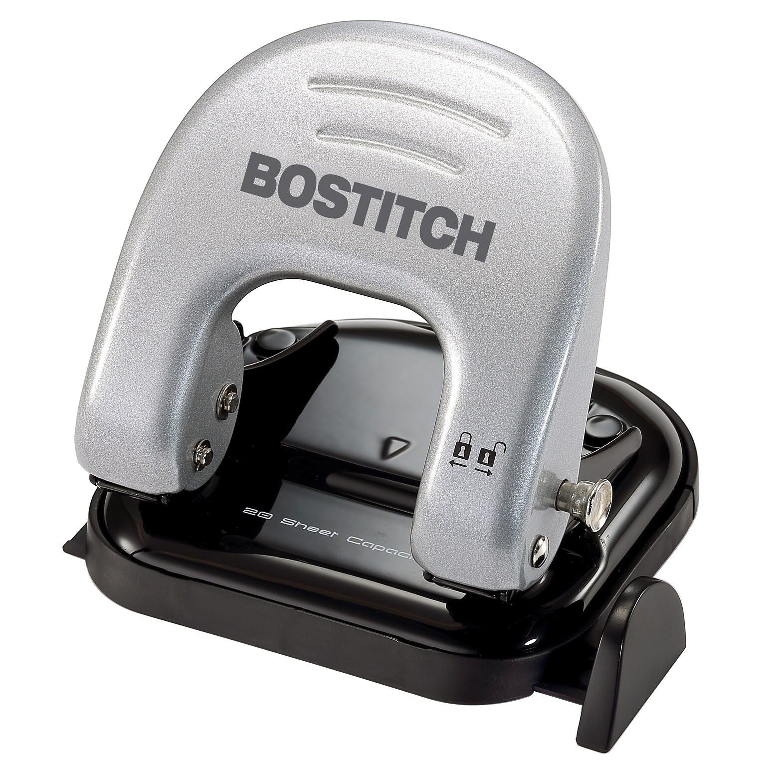 Bostitch EZ Squeeze 2-Hole Punch, 20 Sheet Capacity, Silver (2310)