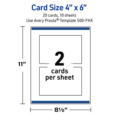 Avery Silver-Navy Matte Blank Card, White, 20/Pack (S00-FHX)