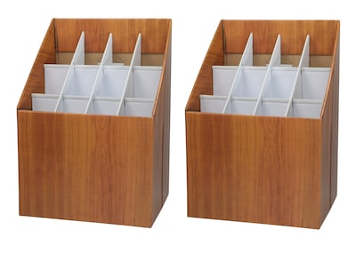 AdirOffice 12-Slot Roll File Box, Walnut, 15, 2/Pack (627-2PK)