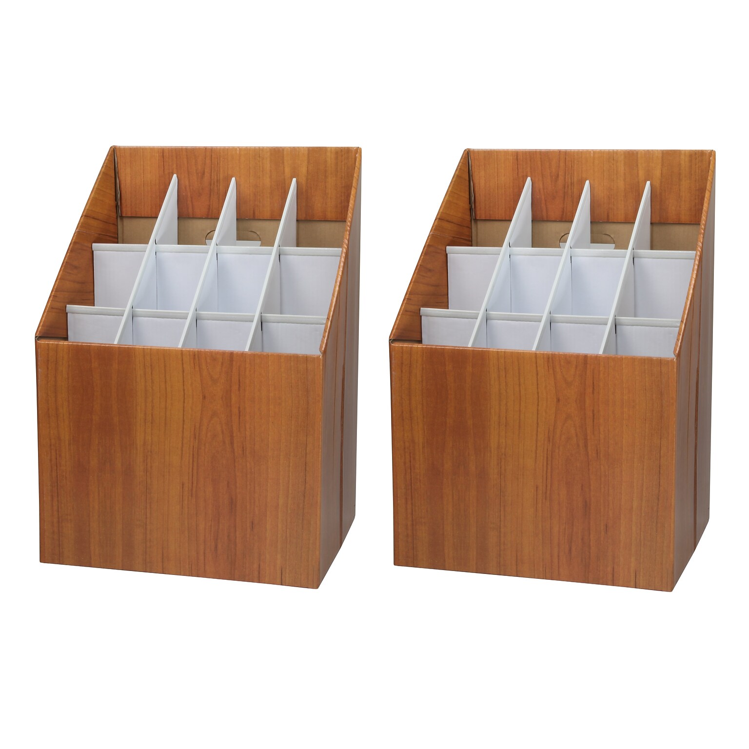 AdirOffice 12-Slot Roll File Box, Walnut, 22H x 15W x 12D, Walnut, 2/Pack (627-2PK)