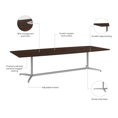 Bush Business Furniture 120W x 48D Boat Shaped Conference Table with Metal Base, Black Walnut (99TBM120BWSVK)