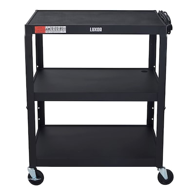 Luxor LEADER XL 3-Shelf Adjustable Media Utility Cart, Black (AVJ42XL)