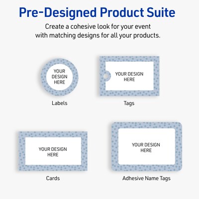 Avery Polka Dots Design Matte Blank Card, White, 120/Pack (S00-F8Q)