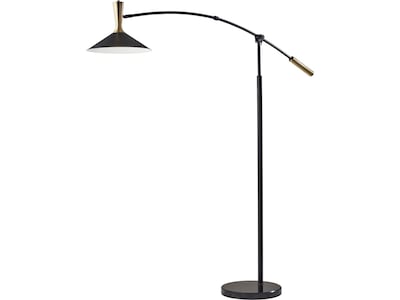 Adesso Bradley 81 Metal Black/Antique Brass Floor Lamp with Cone Shade (5185-01)