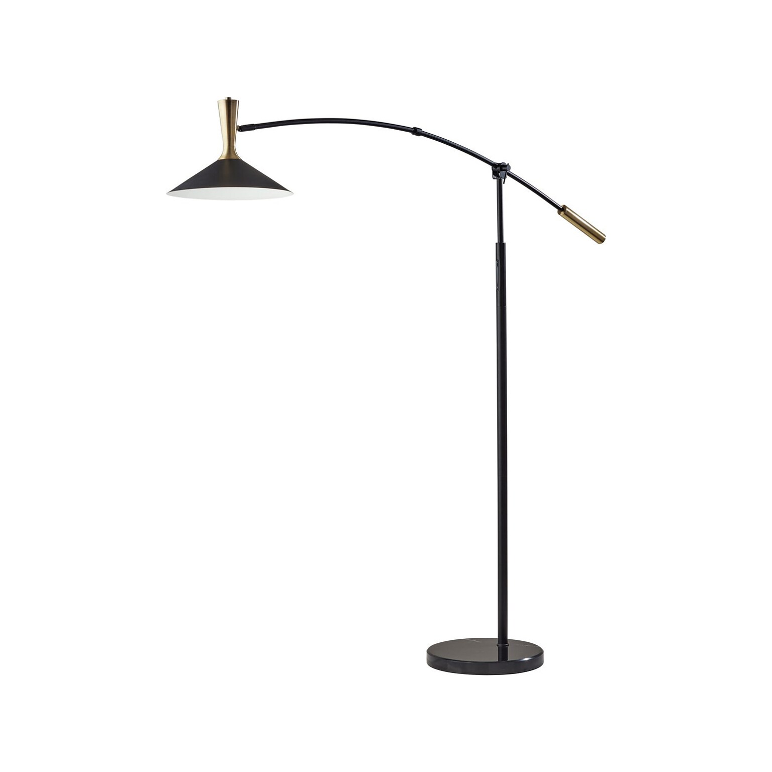 Adesso Bradley 81 Metal Black/Antique Brass Floor Lamp with Cone Shade (5185-01)