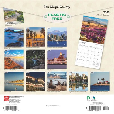 2025 BrownTrout San Diego County 12 x 12 Monthly Square Wall Calendar (9781975476045)