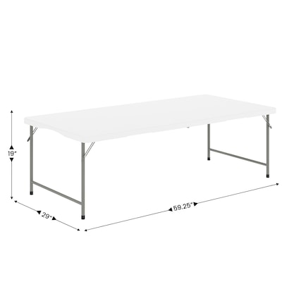 Flash Furniture Paige Rectangle Kid's Plastic Folding Table, 29"W x 60"D x 18.75"H, Granite White (RB3060FHKIDWH)