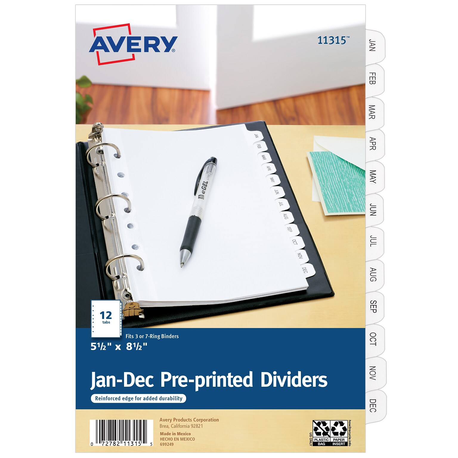 Avery Pre-Printed Mini Paper Dividers, Jan-Dec Tabs, White (11315)