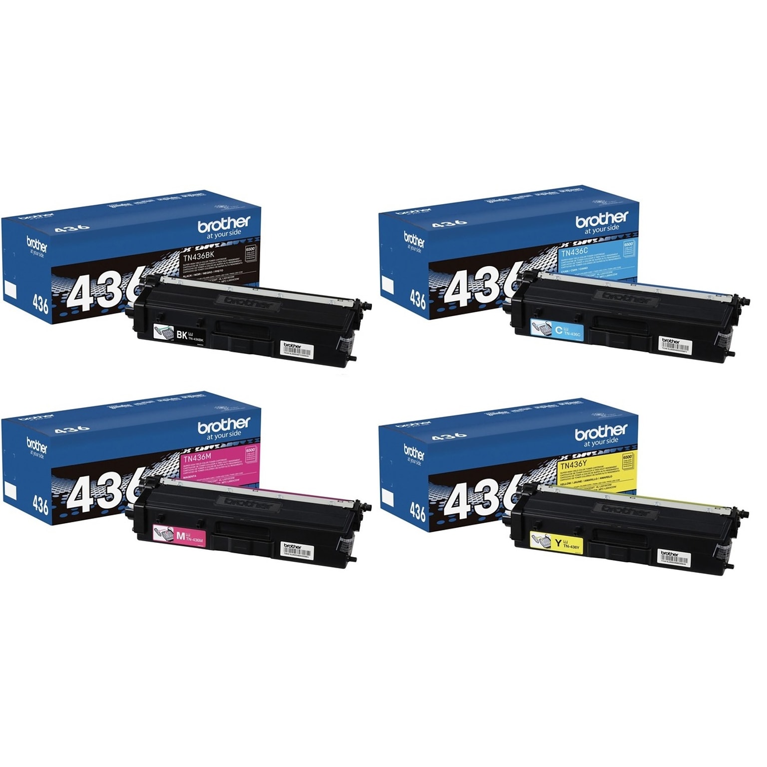 Brother TN436 Black/Cyan/Magenta/Yellow Super High Yield Toner Cartridges, 4/Pack