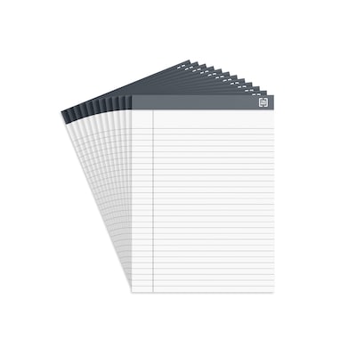 TRU RED™ Notepads, 8.5 x 11.75, Wide Ruled, White, 50 Sheets/Pad, 12 Pads/Pack (TR57367)