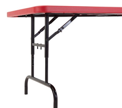 NPS BTA Series 30" x 72" Heavy Duty Height Adjustable Plastic Folding Table, Red (BTA-3072-40)