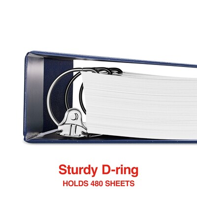 Staples® Standard 2" 3 Ring View Binder with D-Rings, Blue (26445-CC)