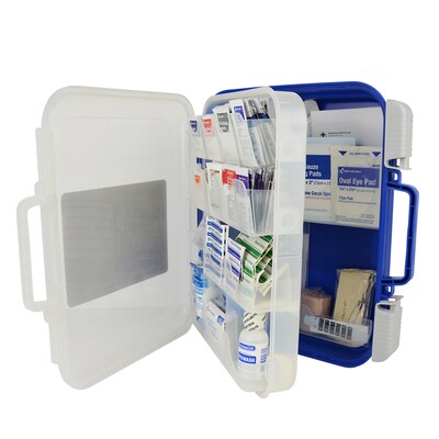 First Aid Only ReadyCare Plastic First Aid Kit with Medication, ANSI 2021 Class A, 50 People, 238 Pieces, Clear/Blue (90698)
