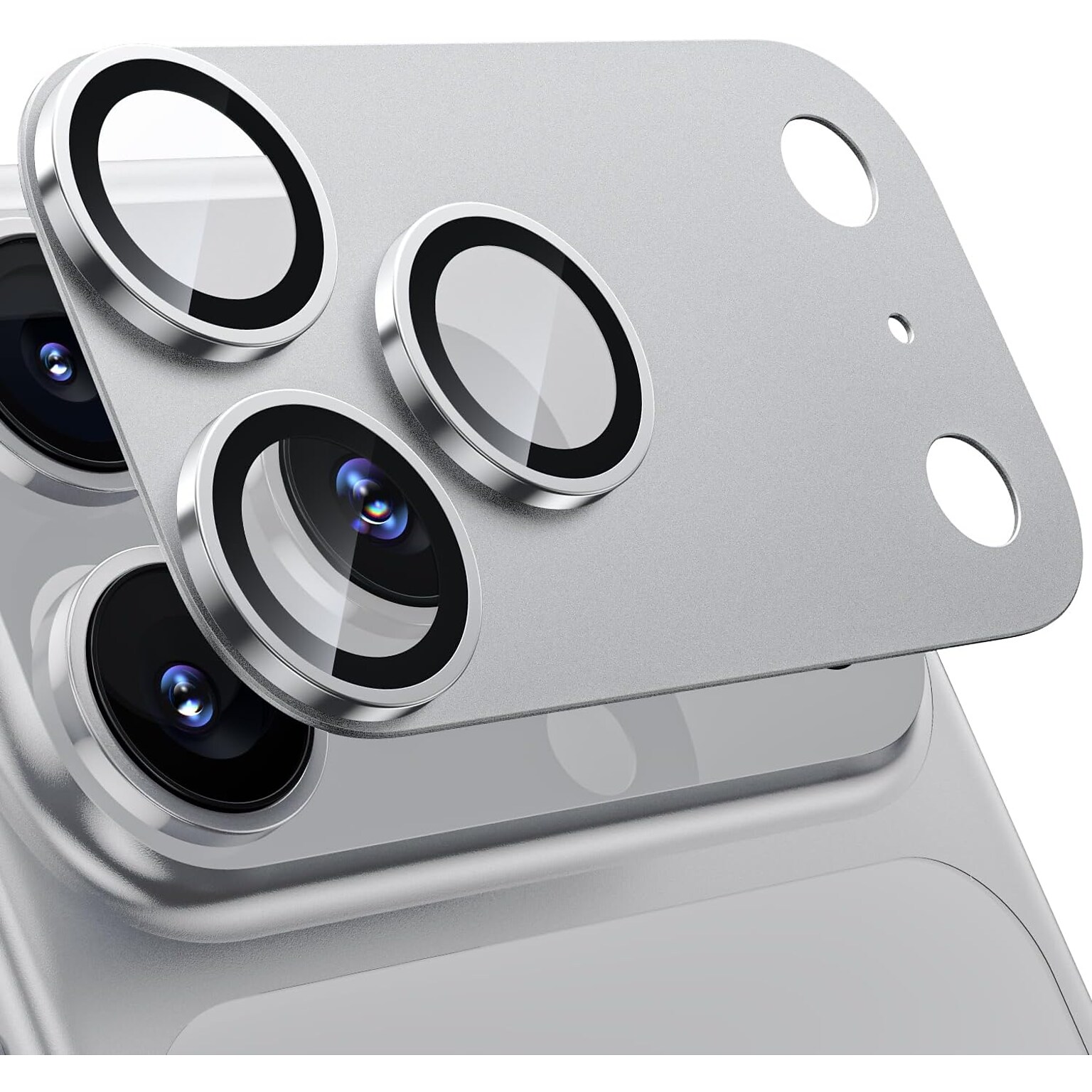 SaharaCase ZeroDamage Titanium Camera Lens Protector for iPhone 17 Pro Max, 2/Pack, Silver (ZD00191)