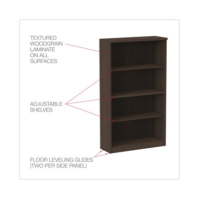 Alera Valencia Series Bookcase, Four-Shelf, 31 3/4w X 14d X 55h, Espresso (ALEVA635632ES)