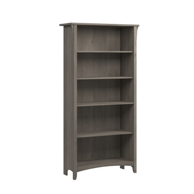 Bush Furniture Salinas 63H 5-Shelf Bookcase with 3 Adjustable Shelves, Driftwood Gray Laminated Wood (SAB132DG-03)