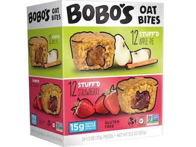 Bobos StuffD Gluten-Free Oat Bites, Apple Pie/Strawberry, 1.3 Oz., 24/Carton (510)