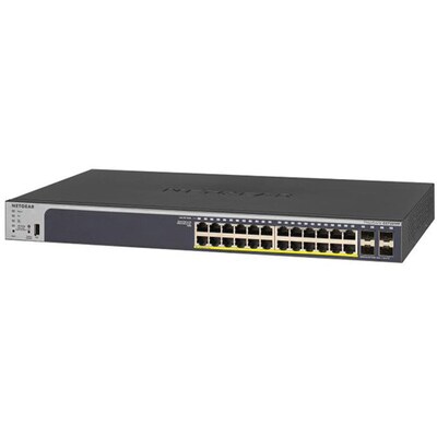Netgear GS728TXPv3 24-Port Gigabit Ethernet PoE+ Managed Switch, Gray (GS728TXP-300NAS)