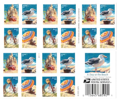 USPS A Day at the Beach Forever Stamps, 20 Postage Stamps (FOR-DAYBEACH-20)
