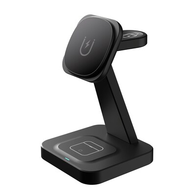 LAX White Vertical MagSafe 3in1 Charging Stand, Black (MG3IN1STB)