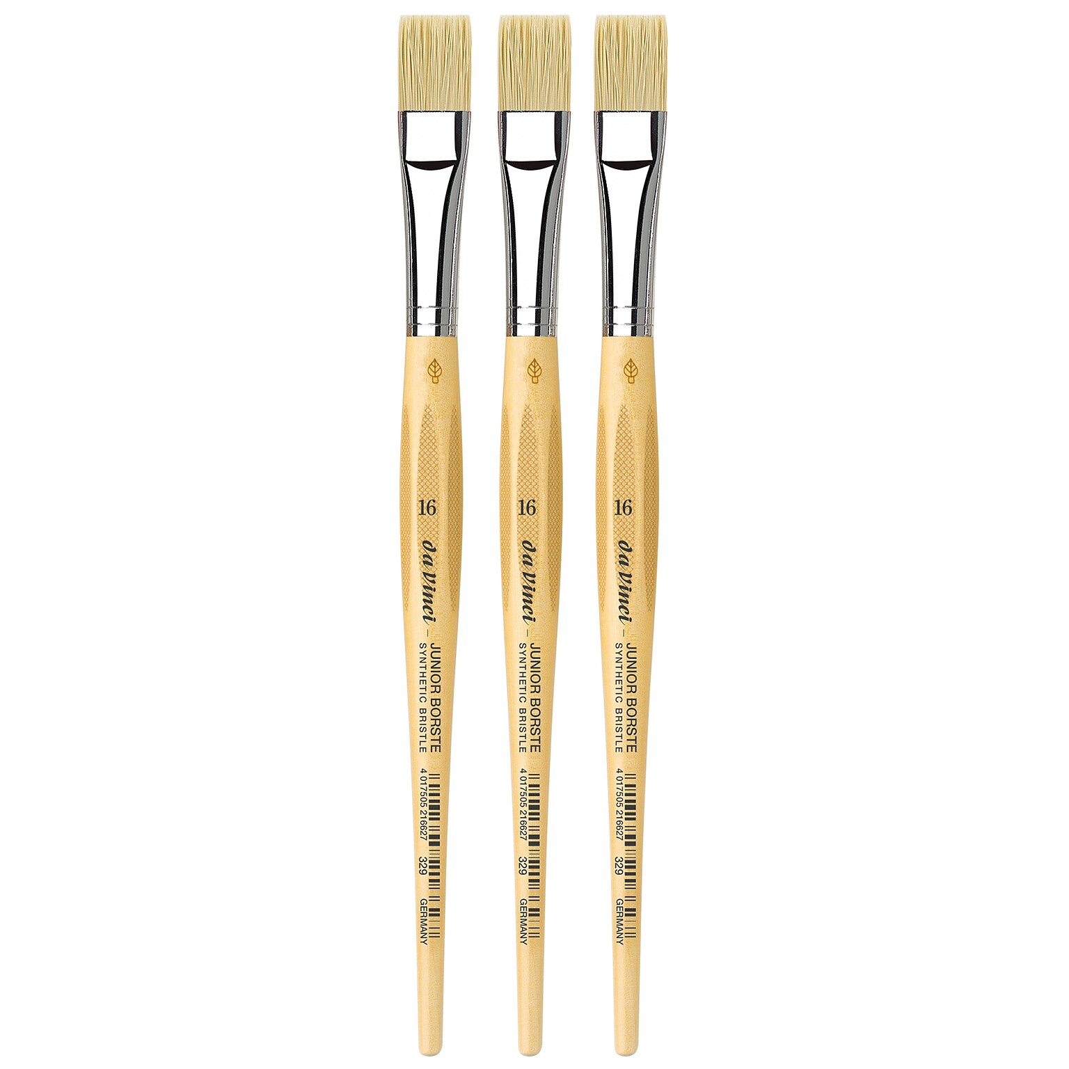 da Vinci JUNIOR Mixed Media Synthetic Bristle, Flat Brush, 3/Bundle (DVXVA32916-3)