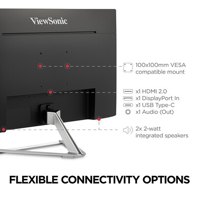 ViewSonic 27" 4K Ultra HD 60 Hz LED Monitor, Silver (VX2776-4K-MHDU)