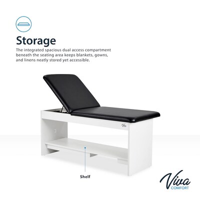 Viva Comfort Alto Electric Height Adjustable Exam Table with Shelves, Step Stool, 400lb Capacity, Black (996-14-BLK-SS-OS-MK)