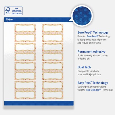 Avery Rectangle Multipurpose Labels, 1" x 2-5/8", White, 160/Pack (19479370486)