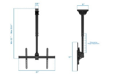 Mount-It! Height Adjustable Full Motion TV Ceiling Mount, For 32" to 77" Screens (MI-509B)