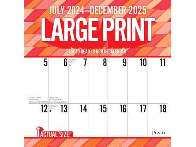 2024-2025 Plato Large Print 12 x 12 Academic & Calendar Monthly Wall Calendar (9781975481407)