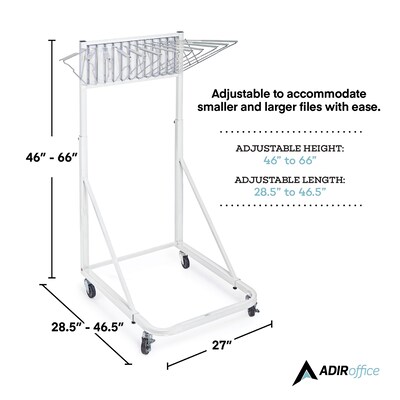 AdirOffice Metal Mobile File Cart with Lockable Wheels, White (613-WHI-KIT1)