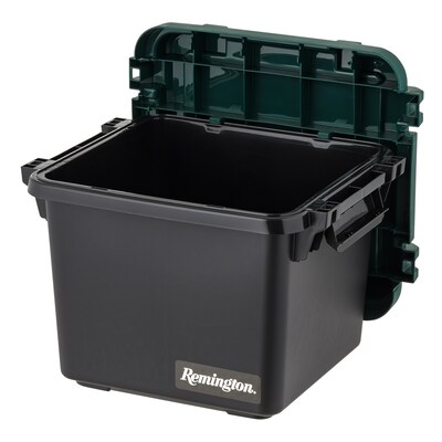 Iris Heavy Duty 30 Qt. Storage Bin with Latching Lid, Plastic, Black, 4/Pack (500343)