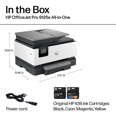 HP OfficeJet Pro 9125e Wireless Color Inkjet Printer, All-In-One, Print, Scan, Copy, Fax (403X0A#B1H)