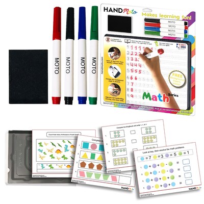 HandMoto Dry-Erase Learning Board, Math Series, 4 Markers & 10 Activity Sheets (HMOMAMO1)