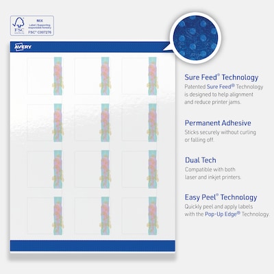 Avery Laser/Inkjet Square Multipurpose Labels, 2" x 2", White, 120/Pack (S00-EVB)