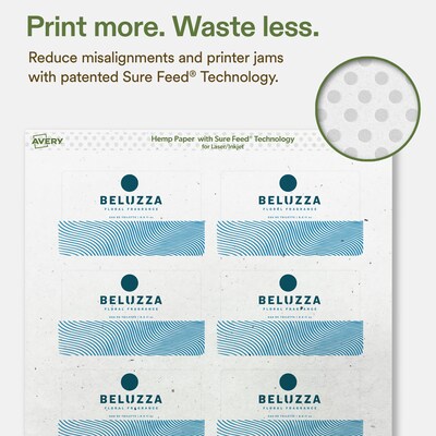 Avery Hemp Rectangle Laser/Inkjet Multipurpose Labels, 2" x 3-1/2", Off-White (320/Box)