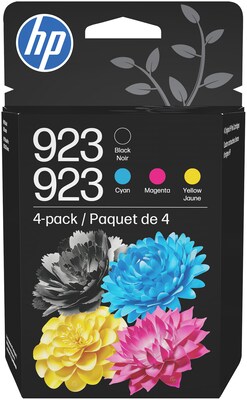 HP 923 Black/Cyan/Magenta/Yellow Standard Yield Ink Cartridges, 4/Pack (6C3Y6LN)