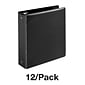 Quill Brand® Standard 3" 3 Ring Non View Binder, Black, 12/Pack