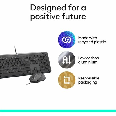 Logitech Signature Slim MK625 Wired Keyboard and Optical Mouse Combo, Graphite (920-013303)