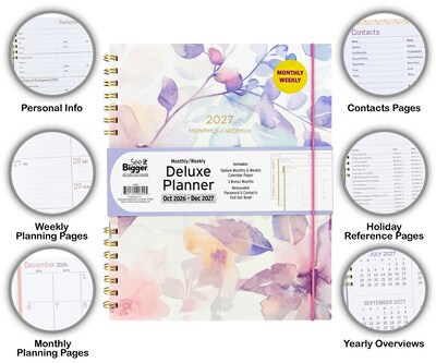 2026-2027 Overland Travelware 0.75" x 9.25" Calendar Year Weekly & Monthly Standard Planner, Paperboard Cover (90699)