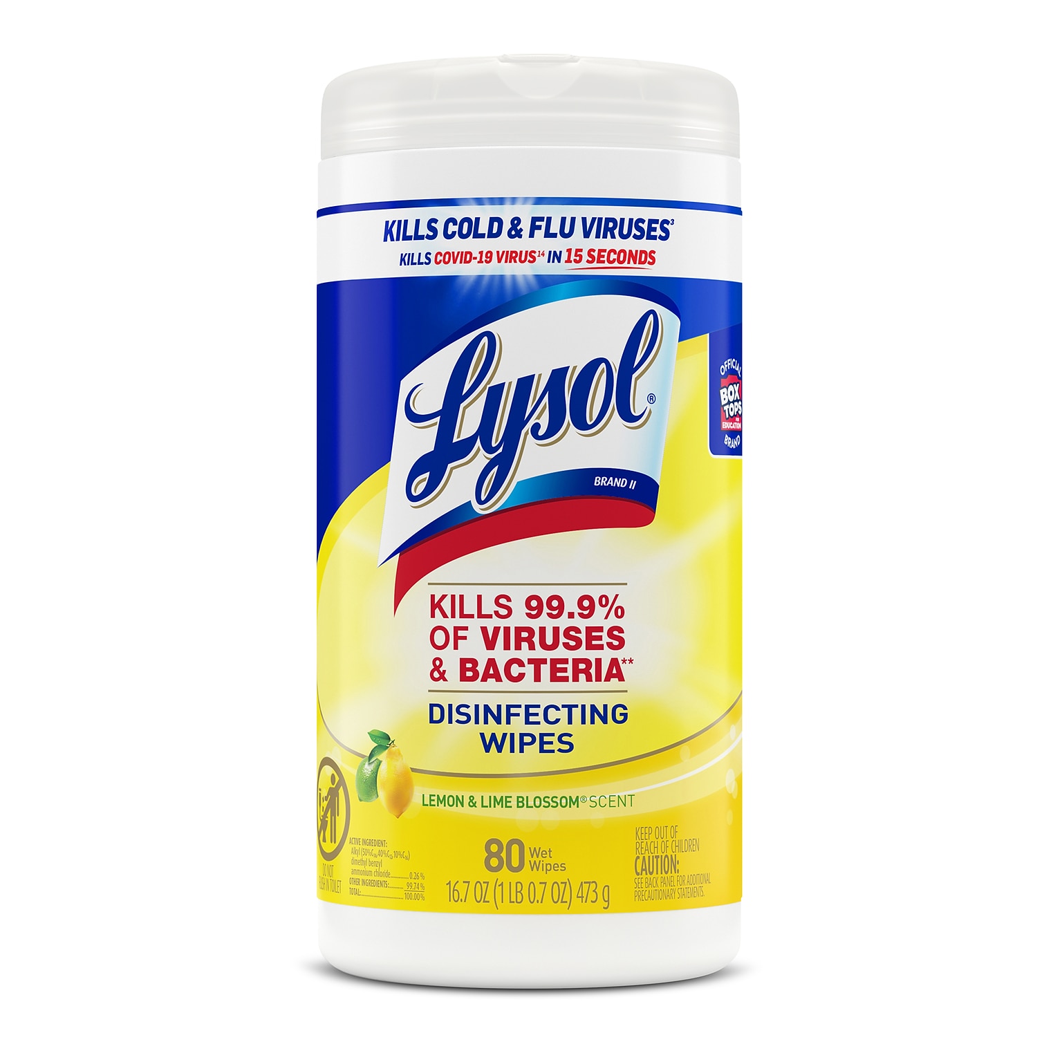 Lysol Disinfecting Wipes, Lemon and Lime Blossom, 80/Box (1920077182)