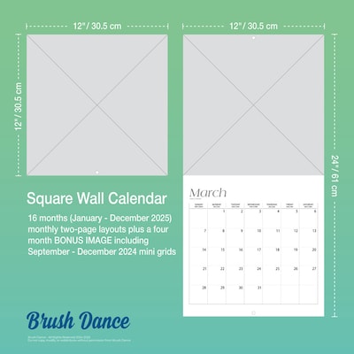 2025 Brush Dance Magic Mushrooms 12" x 12" Monthly Square Wall Calendar (9781975478698)