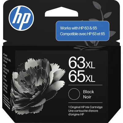 HP 63XL / 65XL Black High Yield Ink Cartridge, Prints Up to 300 Pages (B7RT5AN)