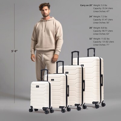 InUSA Trend 4-Piece Hardside Spinner Luggage Set, TSA Checkpoint Friendly, Sand (IUTRESMLXL-SAN)