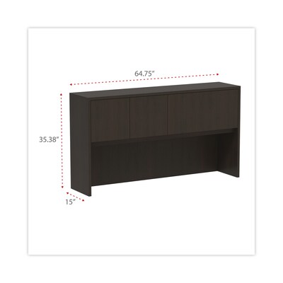 Alera Valencia Series Hutch With Doors, 64 3/4w X 15d X 35 1/2h, Espresso