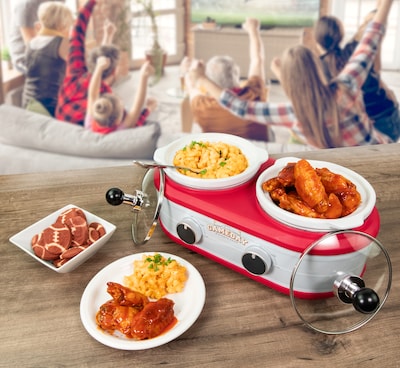 Nostalgia Game Day 1.25-Quart Two-Section Slow Cooker, Red/White (GDDSC125RDSL)