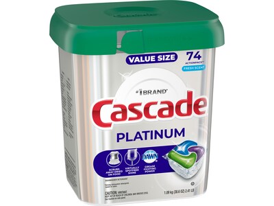 Cascade Platinum ActionPacs Dishwashing Detergent Pods, Fresh Scent, 71 Pods/Box (12052)