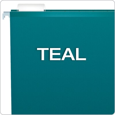 Pendaflex Reinforced Hanging File Folders, 1/5 Tab, Letter Size, Teal, 25/Box (04152 1/5 TEA)